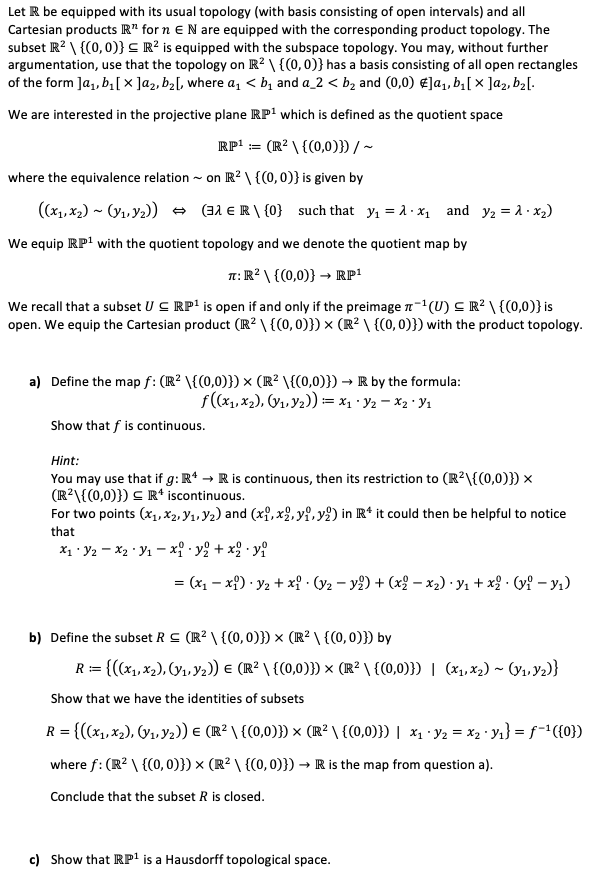 Let R be equipped with its usual topology (with basis | Chegg.com