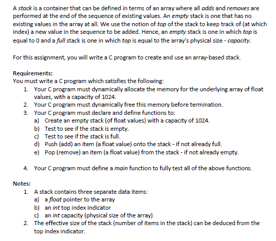 Solved A stack is a container that can be defined in terms | Chegg.com