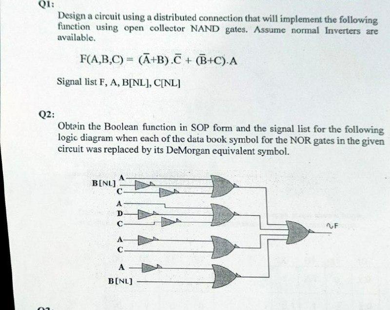 Q1: Design a circuit using a distributed connection | Chegg.com