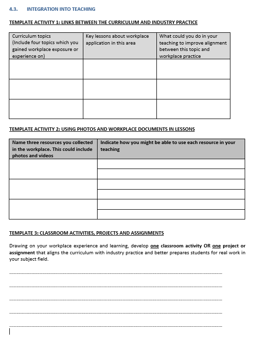 Solved 4.3. INTEGRATION INTO TEACHING TEMPLATE ACTIVITY 1: | Chegg.com