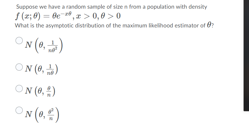 Solved Suppose we have a random sample of size n from a | Chegg.com