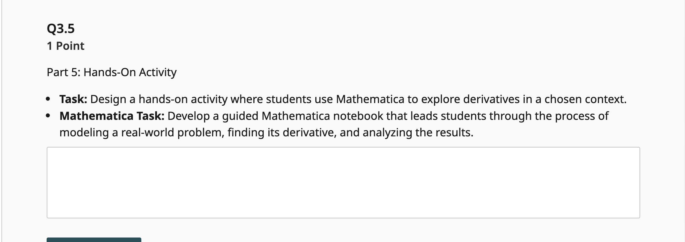 Solved Part 5: Hands-On Activity - Task: Design a hands-on | Chegg.com