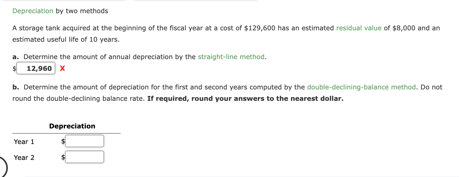 Solved Depreciation by two methods A storage tank acquired | Chegg.com