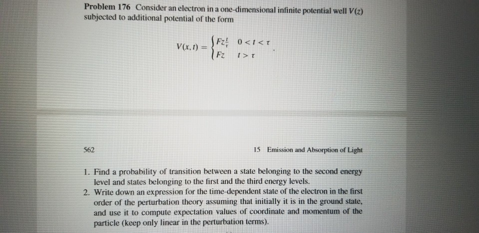 Solved Problem 176 Consider an electron in a one-dimensional | Chegg.com