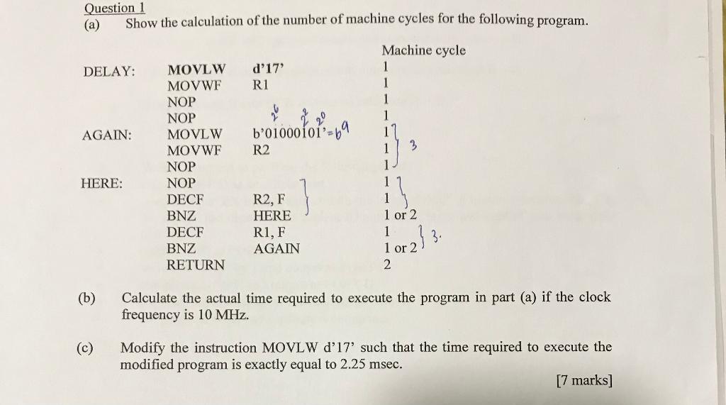 Solved Question 1 (a) Show the calculation of the number of | Chegg.com