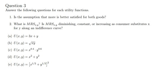 Solved Question 3 Answer the following questions for each | Chegg.com