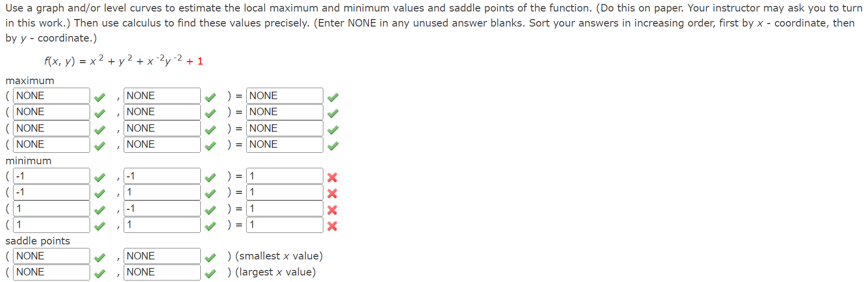 Solved = 1 Use a graph and/or level curves to estimate the | Chegg.com