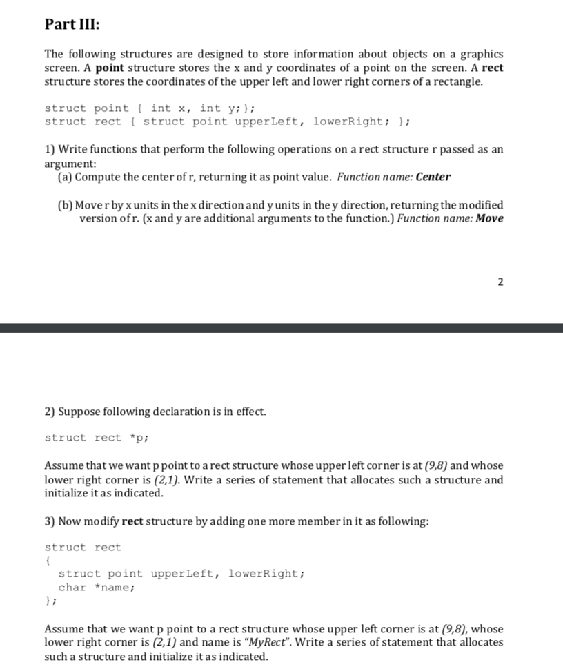 Solved Part III: The following structures are designed to | Chegg.com