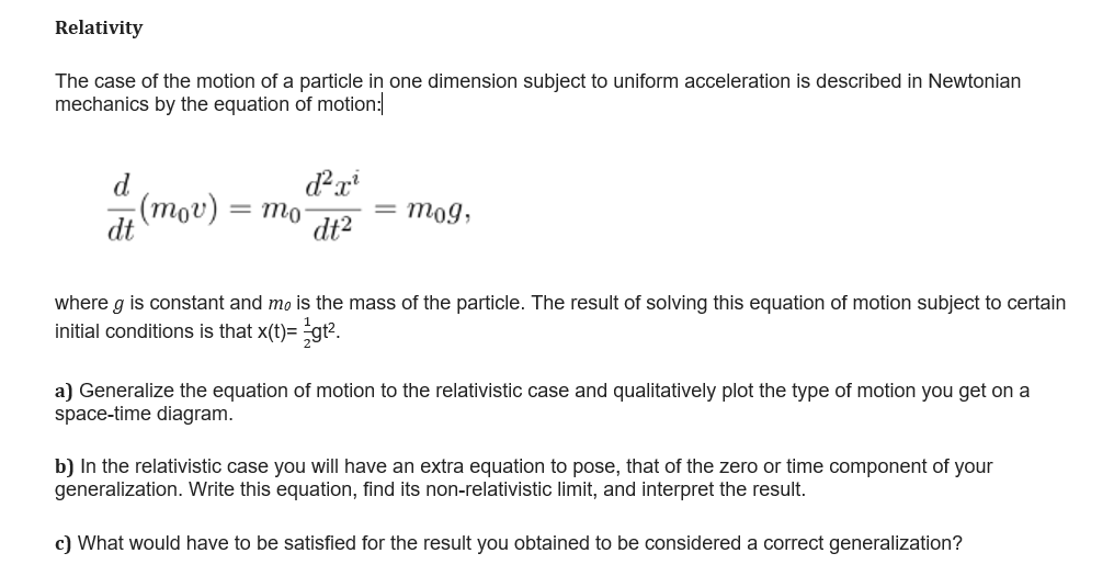 Solved The case of the motion of a particle in one dimension | Chegg.com