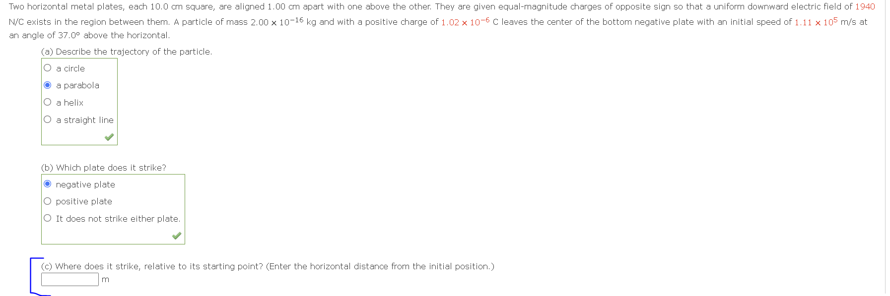 Solved Two horizontal metal plates, each 10.0 cm square, are