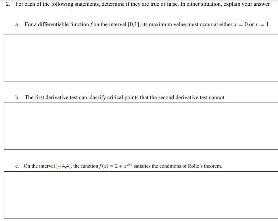 Solved 2. For each of the following statements, determine if | Chegg.com
