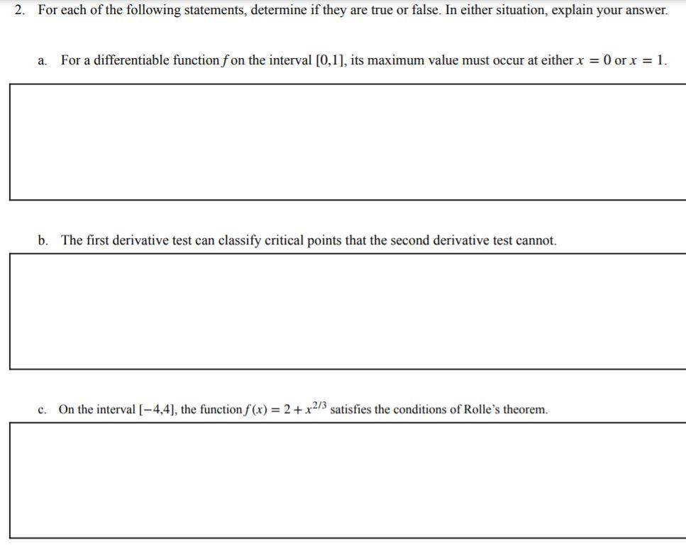 Solved 2. For Each Of The Following Statements, Determine If | Chegg.com