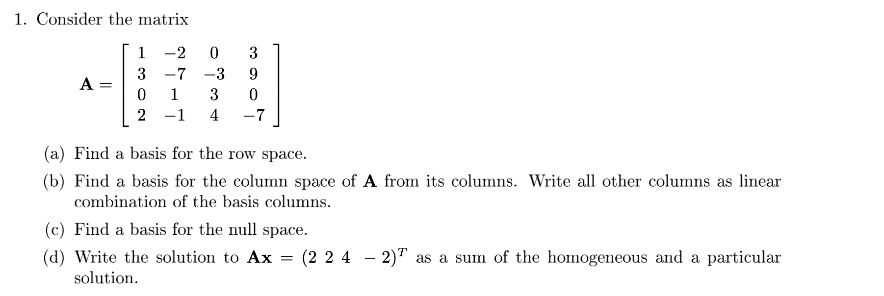 Solved I know how to find column space but I don't know how | Chegg.com