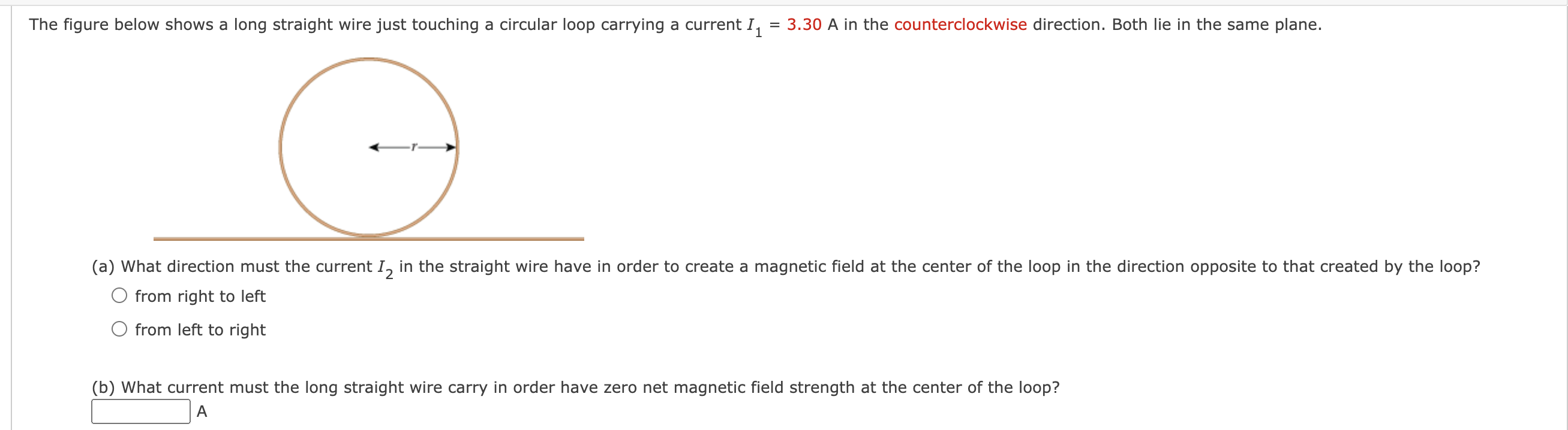 Solved The figure below shows a long straight wire just | Chegg.com
