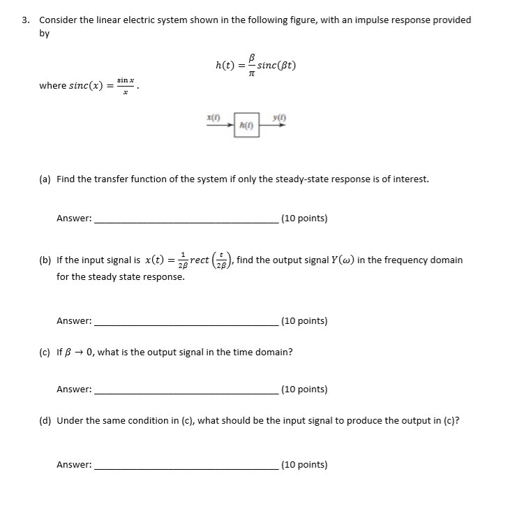 Solved 3. Consider the linear electric system shown in the | Chegg.com