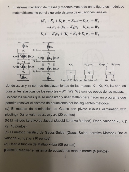 1. El Sistema Mecánico De Masas Y Resortes Mostrado | Chegg.com