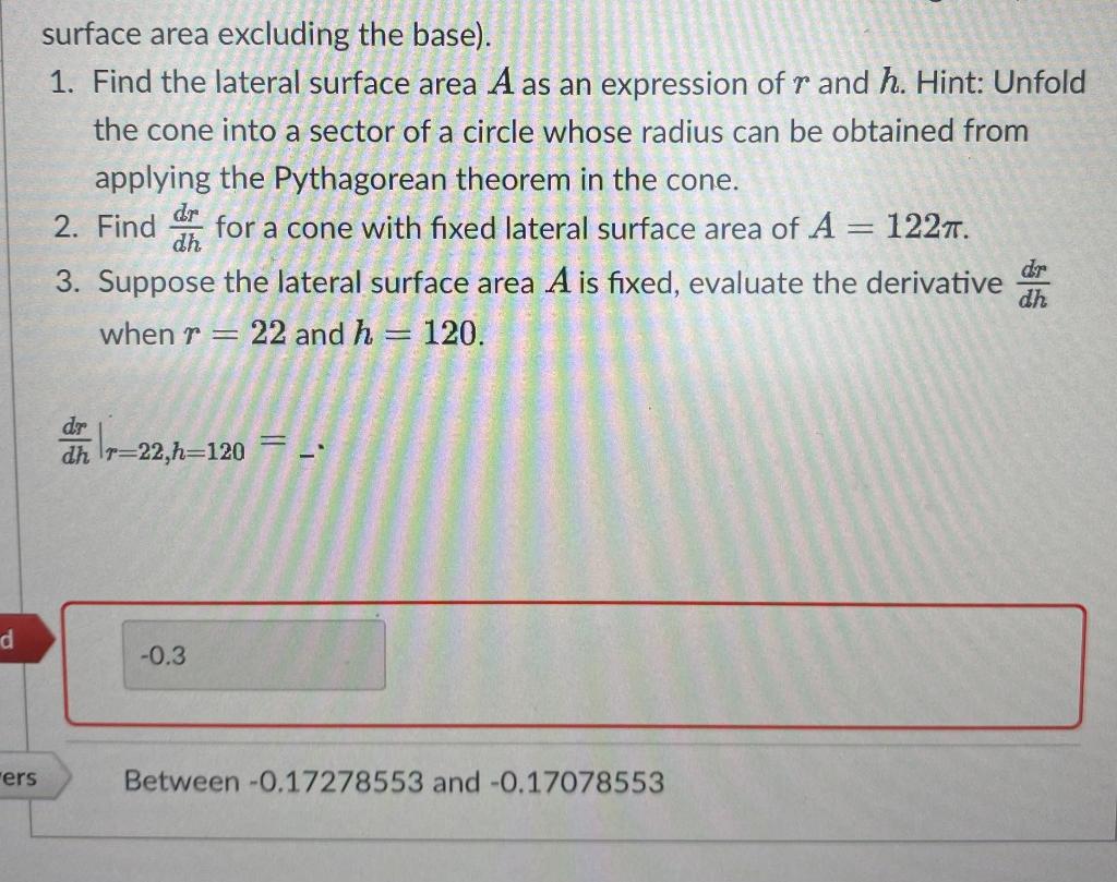 Solved surface area excluding the base). 1. Find the lateral | Chegg.com
