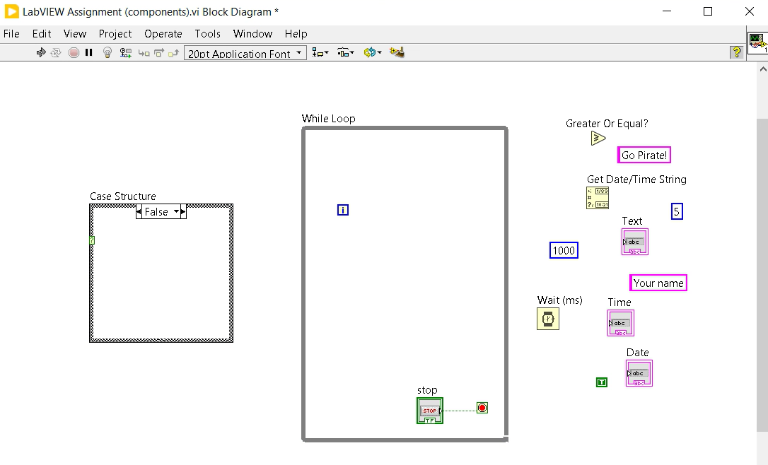 Solved Using LabView: Displays your name for five | Chegg.com