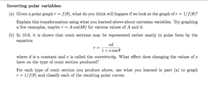 Solved Inverting polar variables: (a) Given a polar graph r | Chegg.com