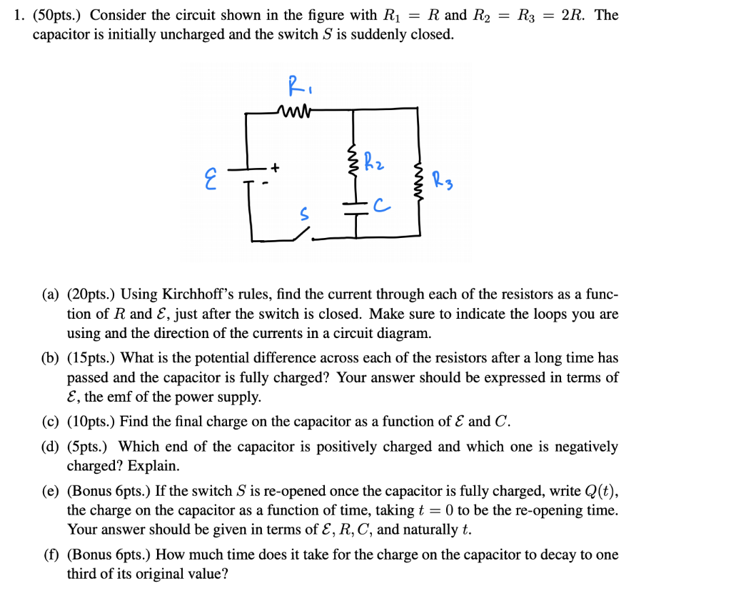 Solved 1. (50pts.) Consider the circuit shown in the figure | Chegg.com