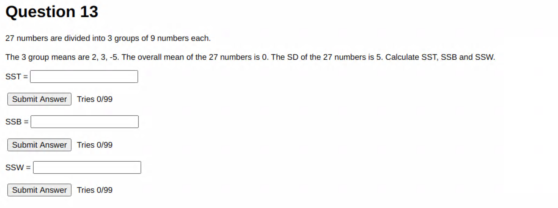 Solved Question 13 27 Numbers Are Divided Into 3 Groups O Chegg Com