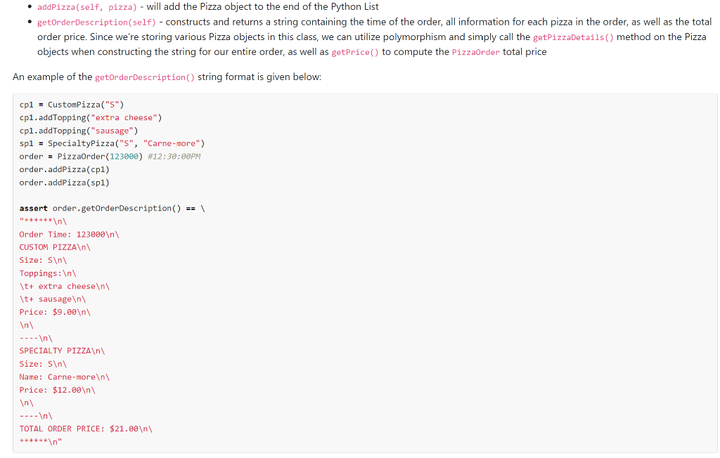 Solved You will need to create six files: - Pizza . py - | Chegg.com