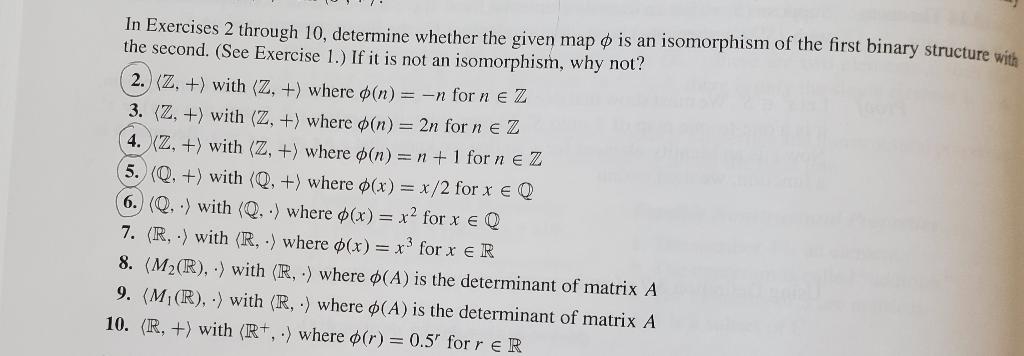 Solved In Exercises 2 through 10, determine whether the | Chegg.com