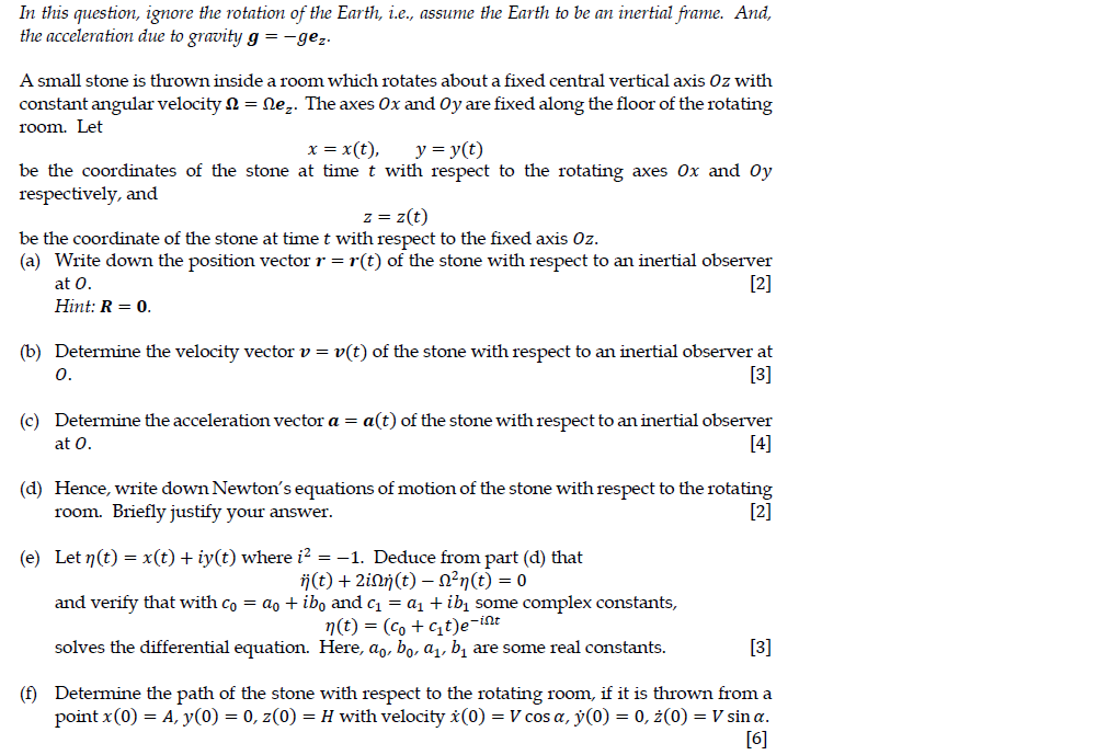 Solved In This Question Ignore The Rotation Of The Earth Chegg Com