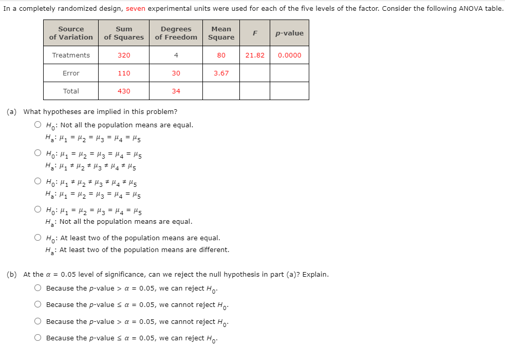 in a completely randomized design seven experimental units