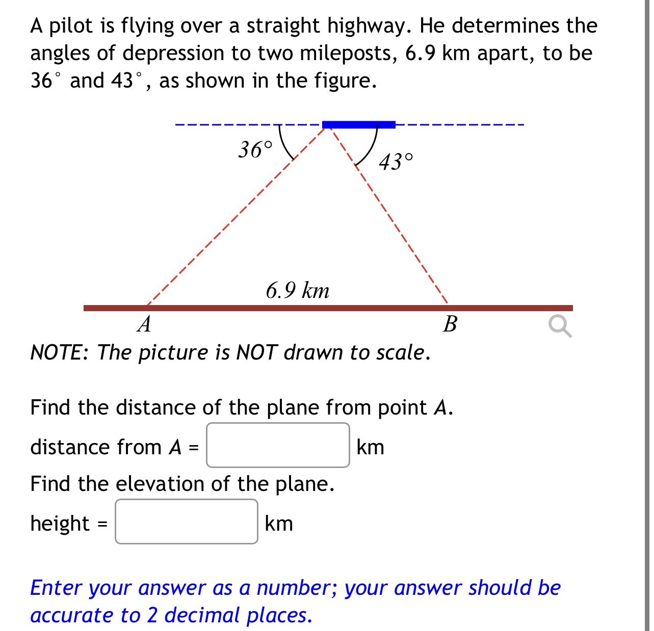 Solved A Pilot Is Flying Over A Straight Highway. He | Chegg.com