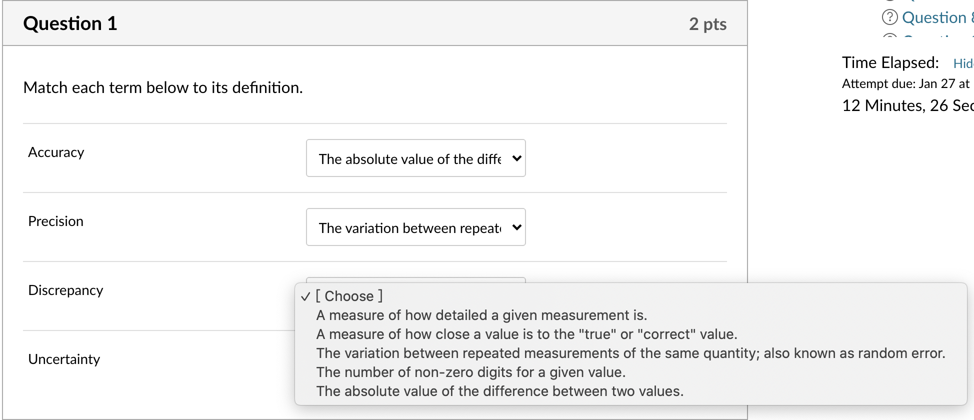Solved Question 1 2 pts Question Match each term below to | Chegg.com