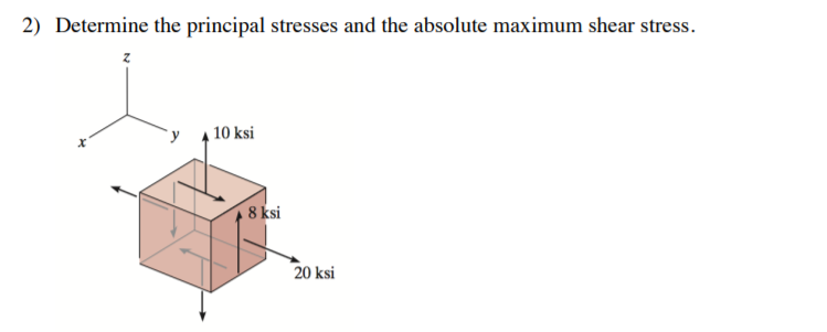 Solved 2) Determine the principal stresses and the absolute | Chegg.com