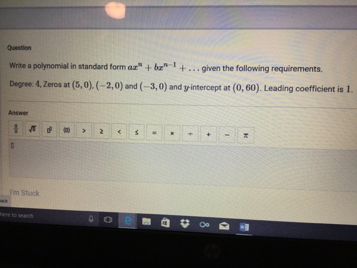 Solved Write a polynomial in standard form ax^n + bx^n1 +