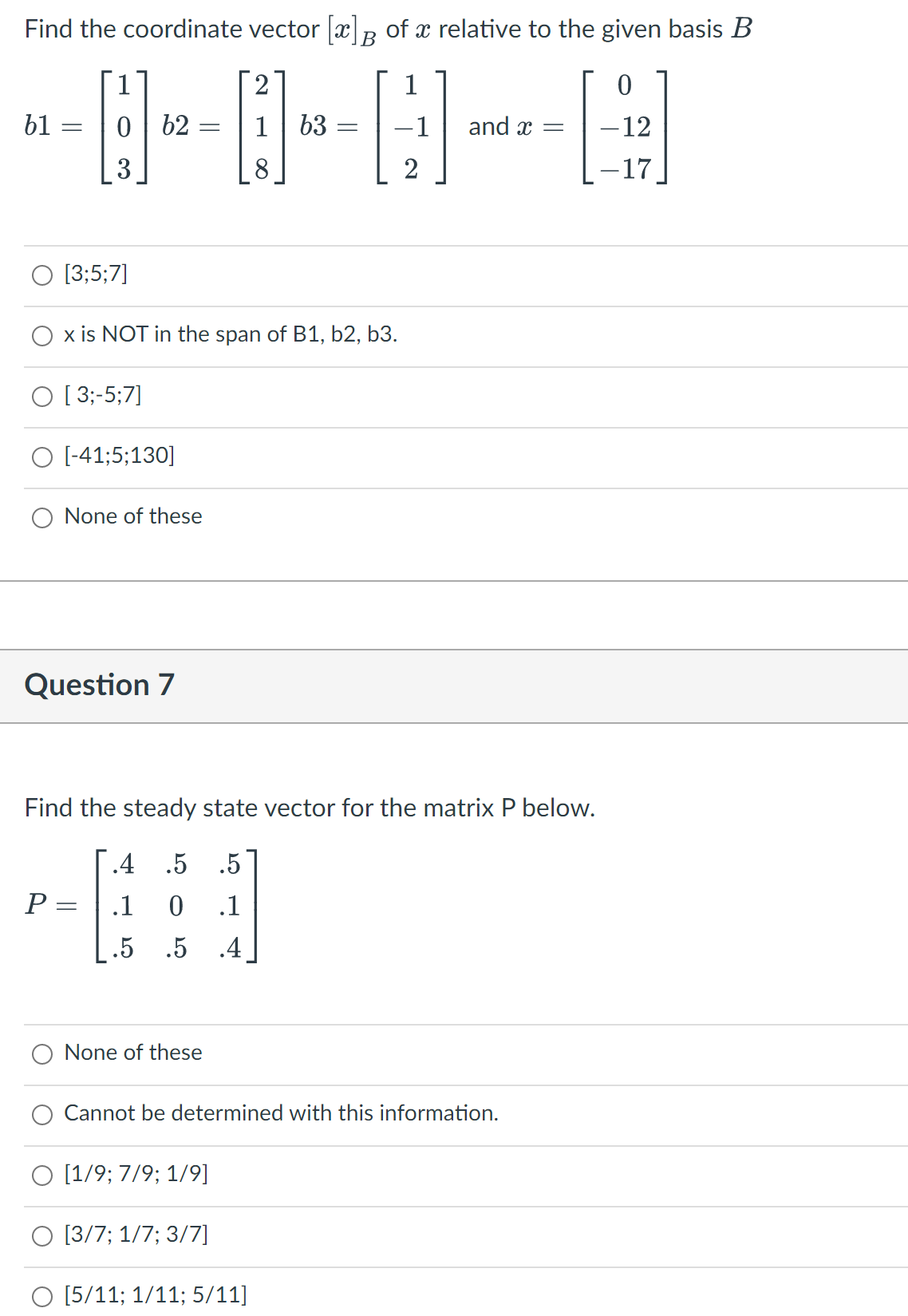 Solved not for a test, linear algebra but please help ill | Chegg.com