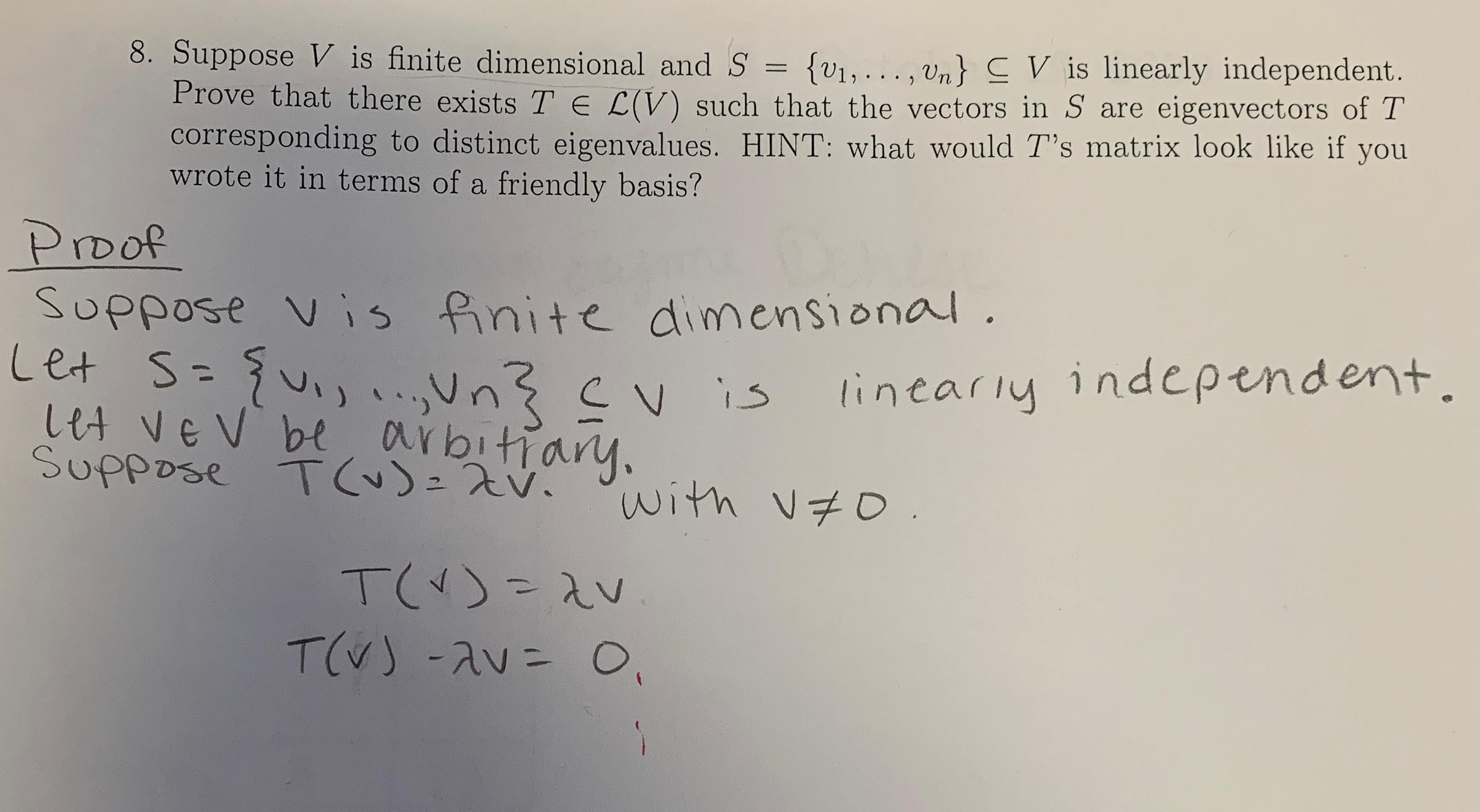 8 Suppose V Is Finite Dimensional And S V1 Chegg Com