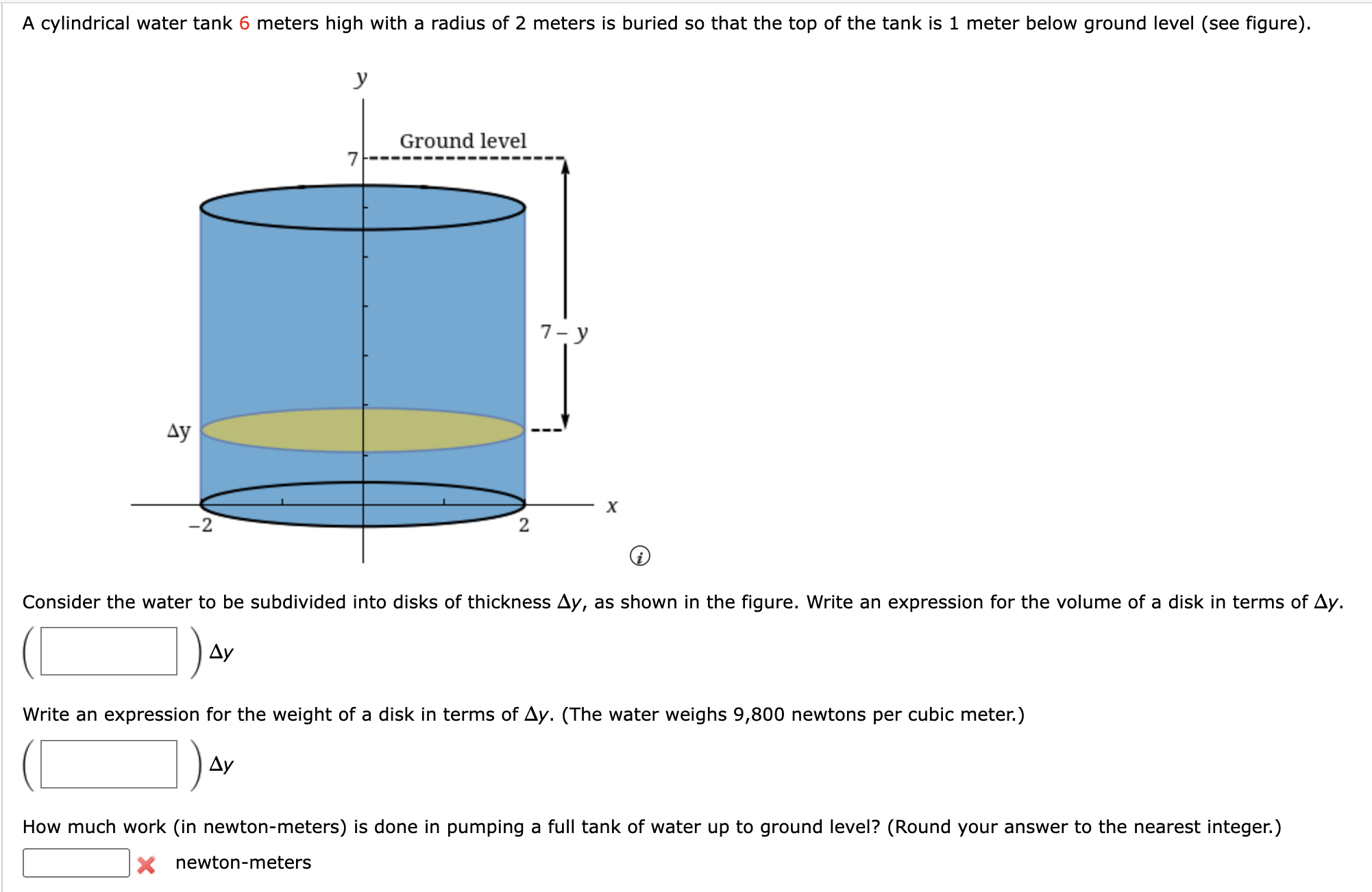 Solved Consider the water to be subdivided into disks of | Chegg.com