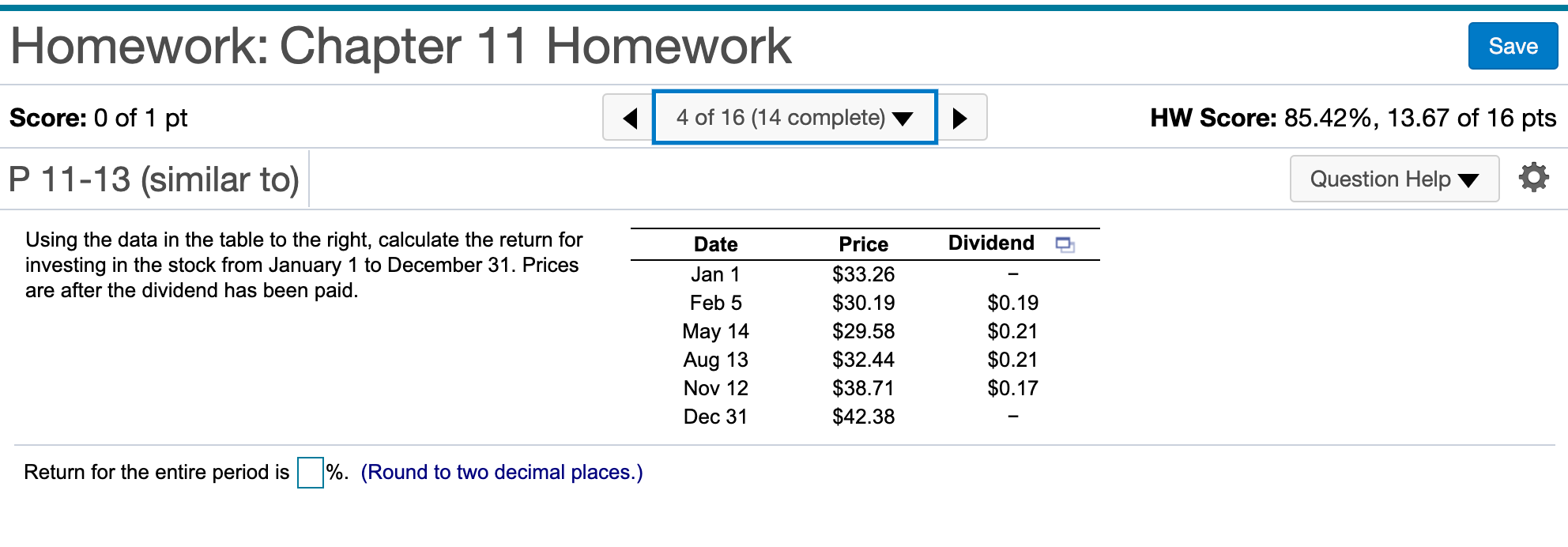 Homework: Chapter 11 Homework Save Score: 0 of 1 pt 4 | Chegg.com