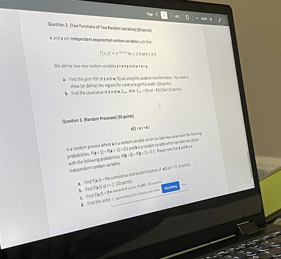 Solved Page 0 Question 2 (Two Functions of Two Random | Chegg.com