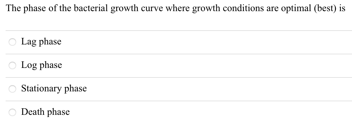Solved The phase of the bacterial growth curve where growth | Chegg.com