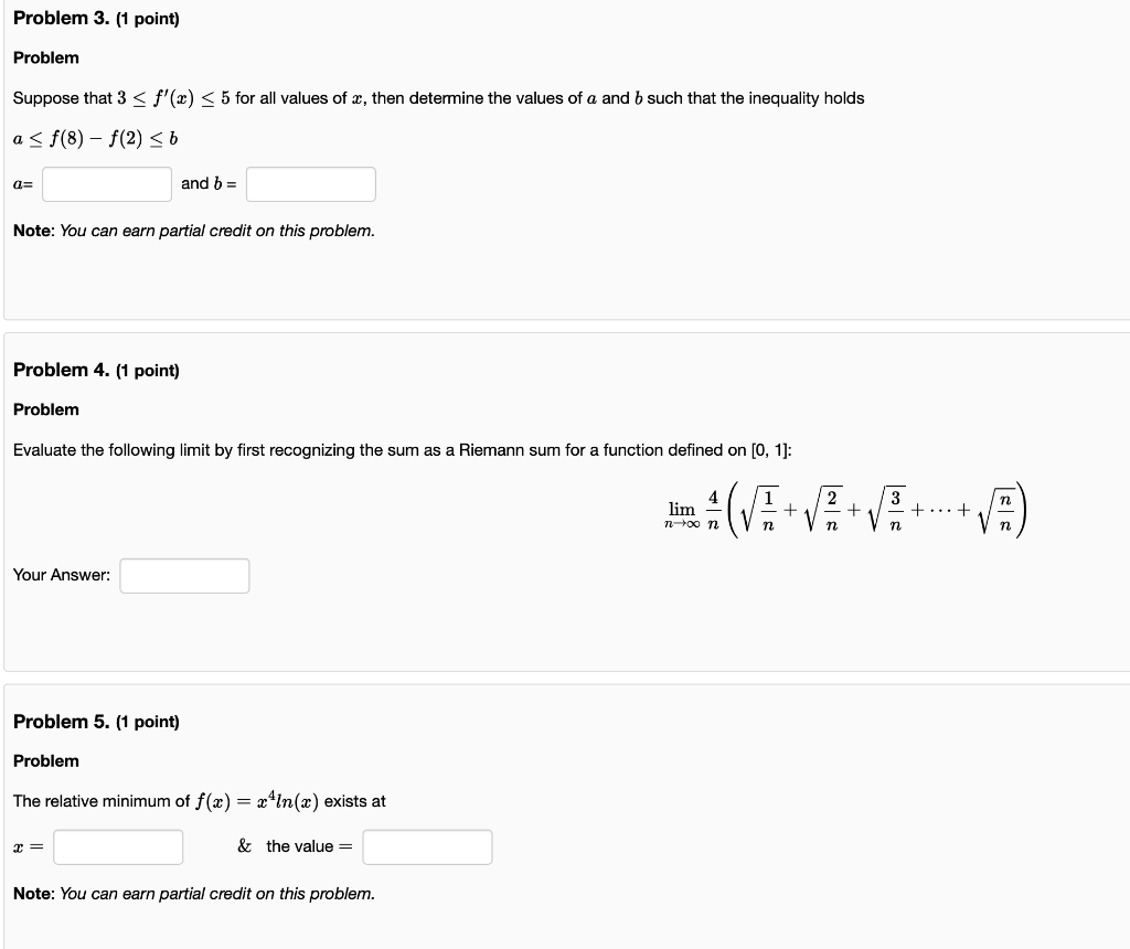 Solved Problem 3. (1 point) Problem Suppose that 3