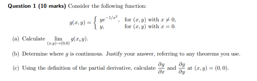 Solved Question 1 (10 marks) Consider the following function | Chegg.com