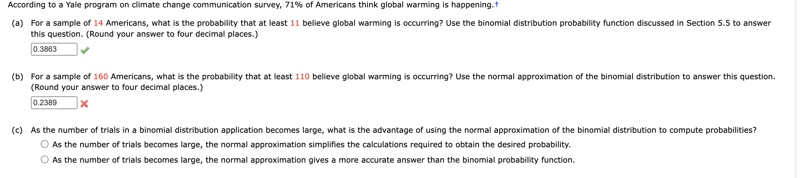 Solved According to a Yale program on climate change | Chegg.com