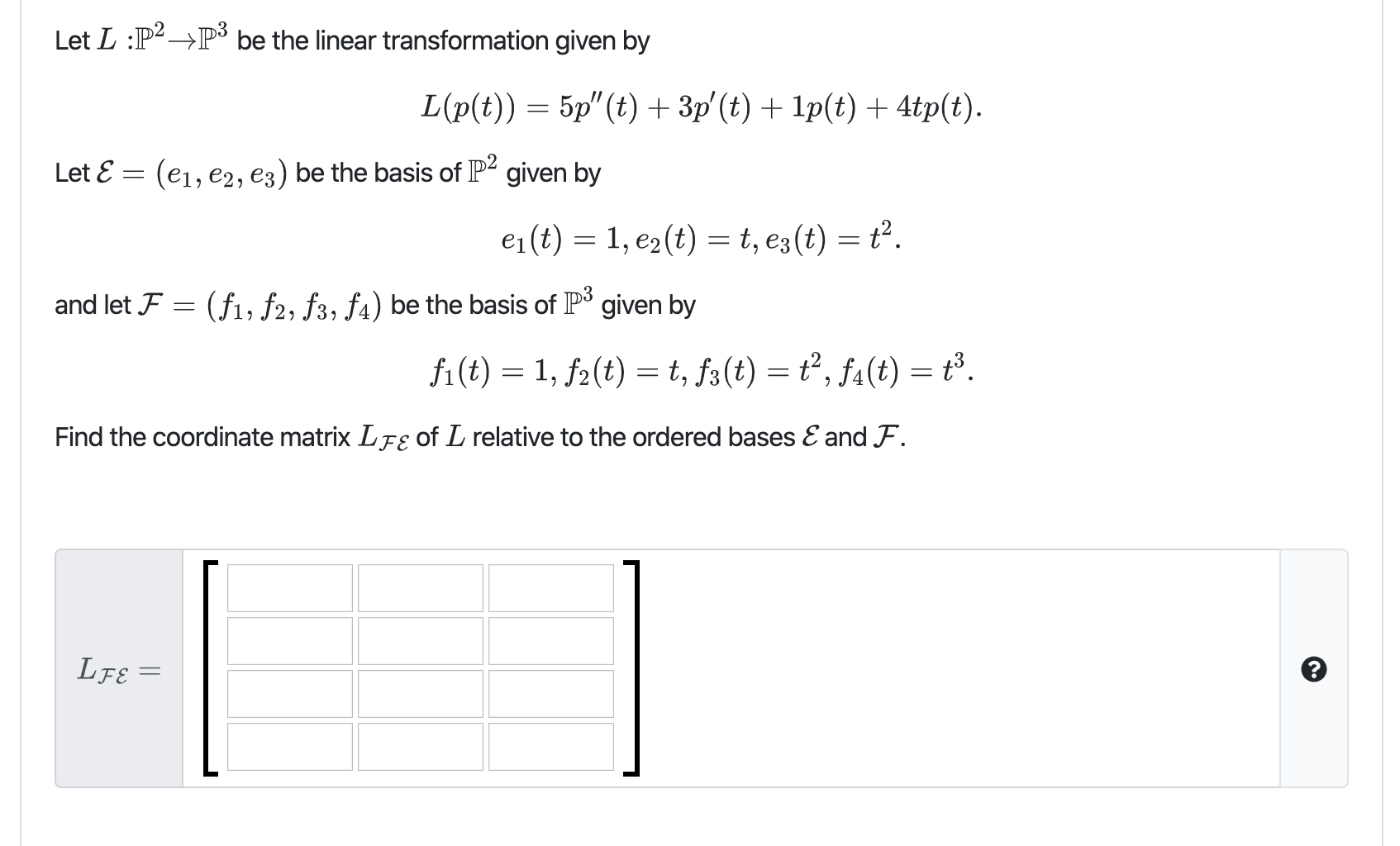 Solved Let L P2 P3 Be The Linear Transformation Given B Chegg Com