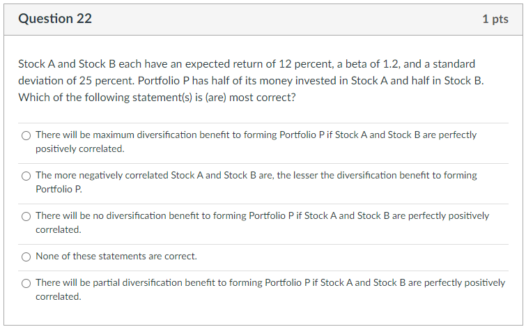 Solved Stock A And Stock B Each Have An Expected Return Of | Chegg.com