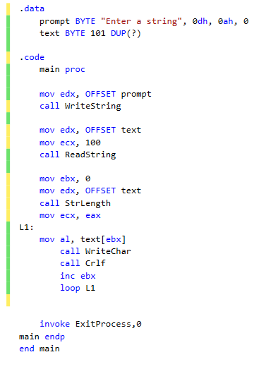 Solved data prompt BYTE "Enter a string", 0dh, Oah, 0 text | Chegg.com