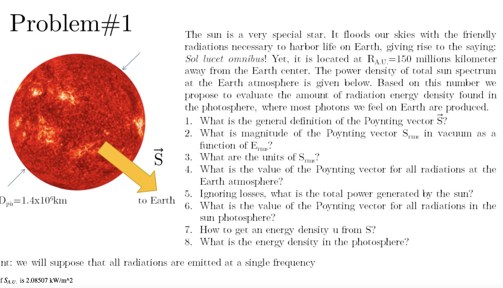 Solved Problem#1 The Sun Is A Very Special Star. It Floods | Chegg.com