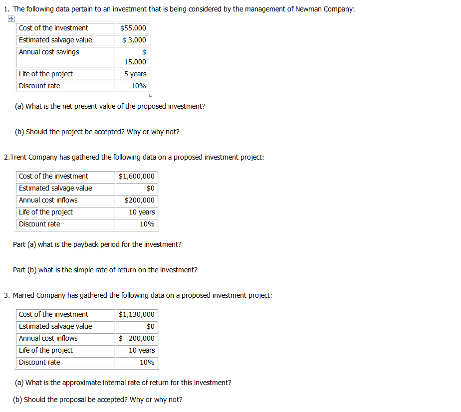Solved (a) What is the net present value of the proposed | Chegg.com