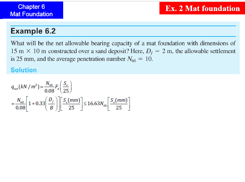 Solved Chapter 6 Mat Foundation Ex. 2 Mat foundation Example