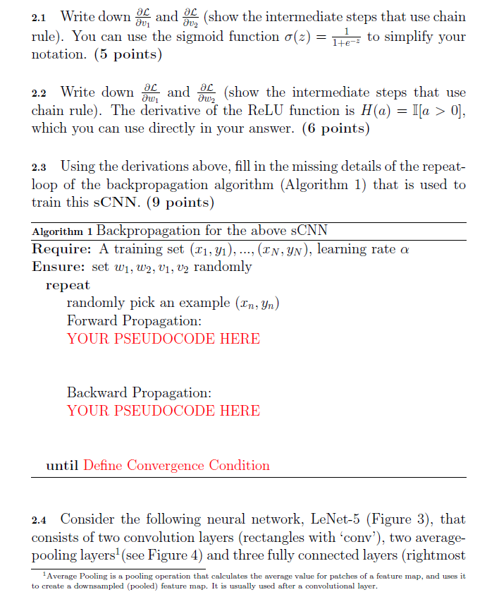 2 Backpropagation (25 points) Consider the following | Chegg.com