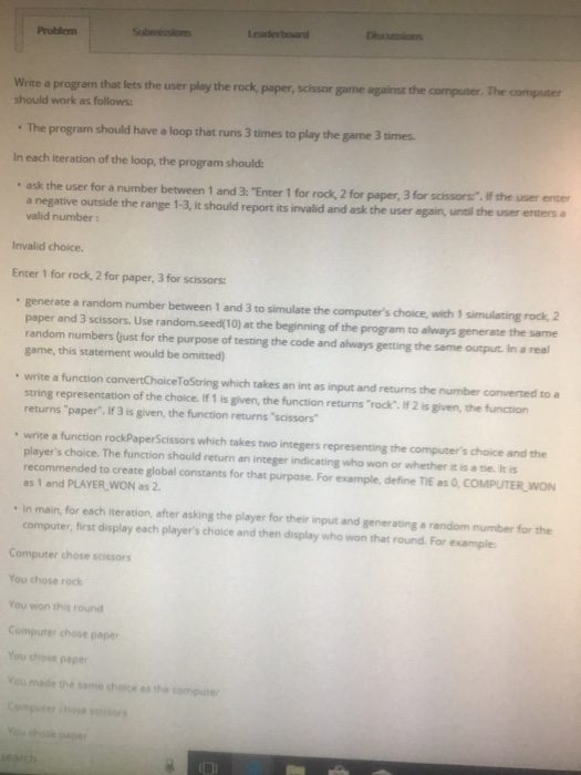 Solved Problem Write a program that lets the user play the | Chegg.com
